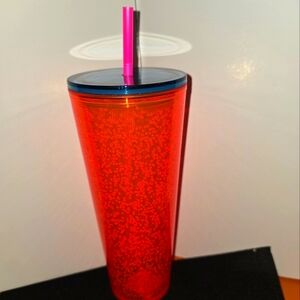 Orange Starbucks Tumbler with Straw New